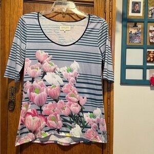 Striped Floral Women's Top